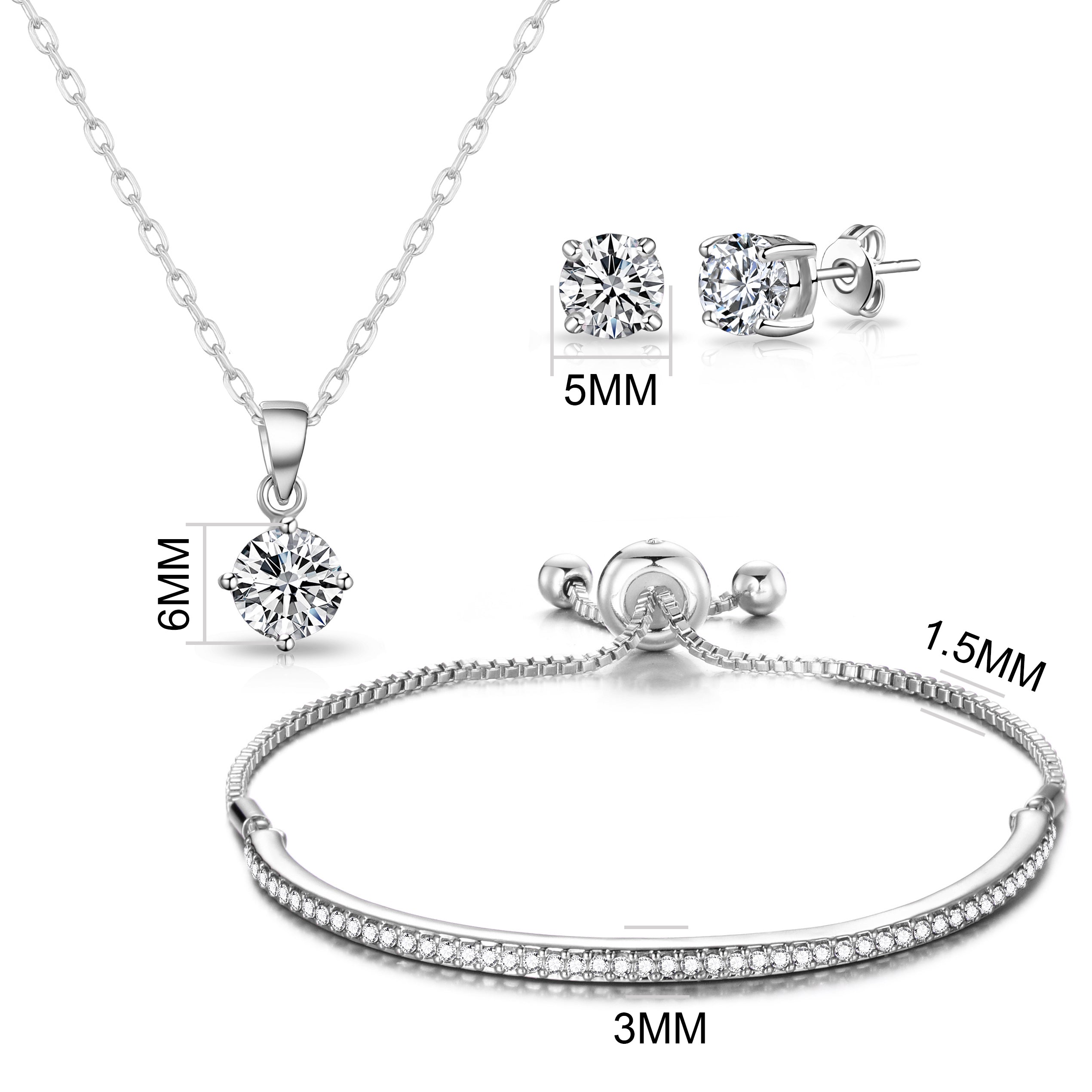 Silver Plated Friendship Set Created with Zircondia® Crystals