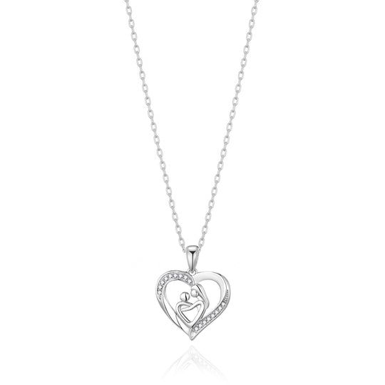 Mother And Child Necklace with Quote Card Created with Zircondia® Crystals