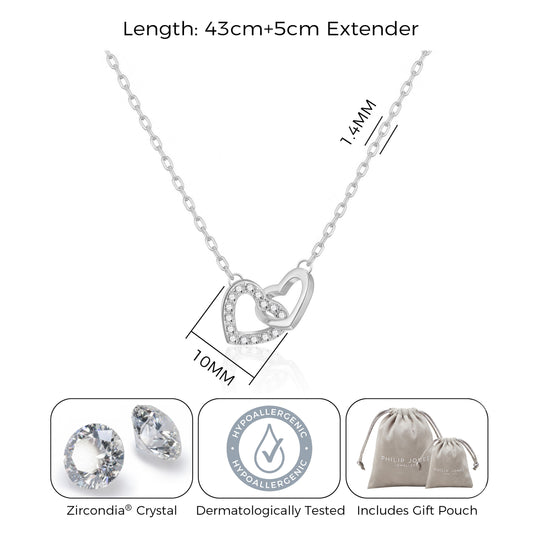 Sister Heart Link Necklace with Quote Card Created with Zircondia® Crystals
