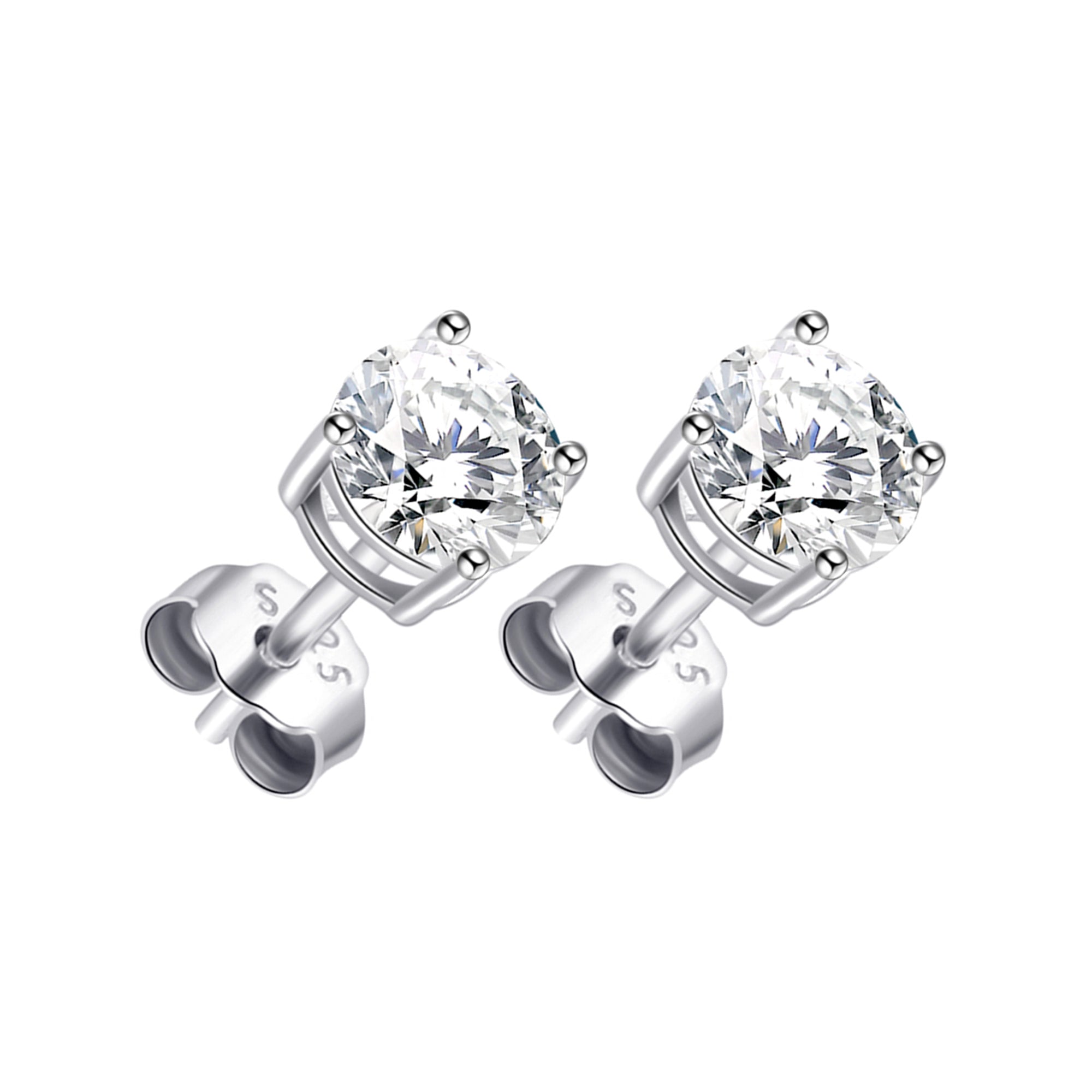 Sterling Silver I Couldn't Say I Do Without You Solitaire Crystal Earrings