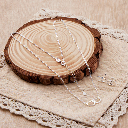 Sterling Silver Heart Link Set