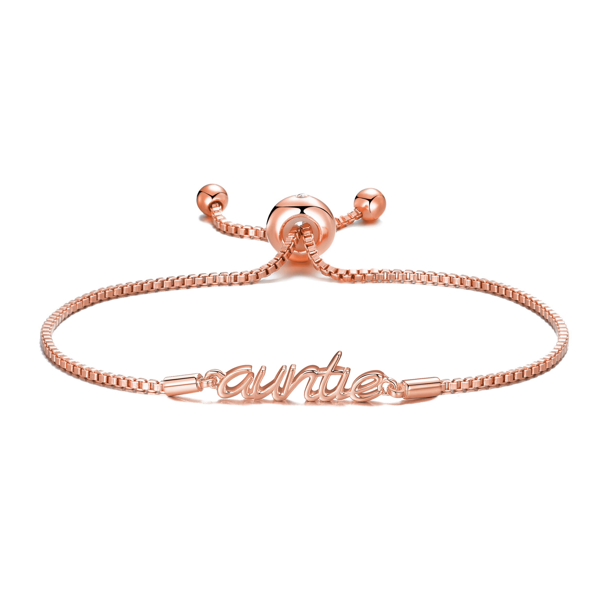 Rose Gold Plated Auntie Bracelet Created with Zircondia® Crystals by Philip Jones Jewellery
