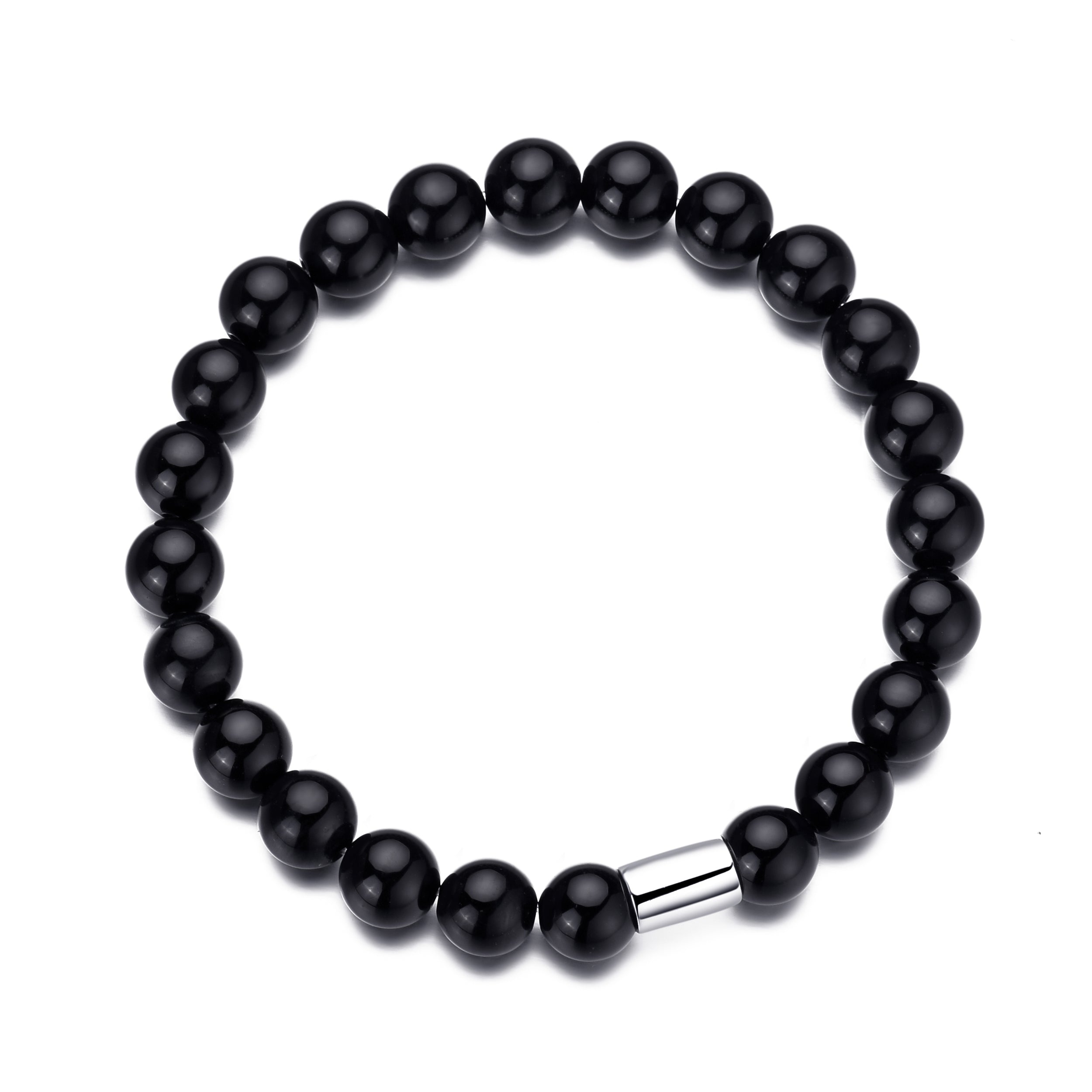 Men's Black Onyx Stretch Bracelet by Philip Jones Jewellery