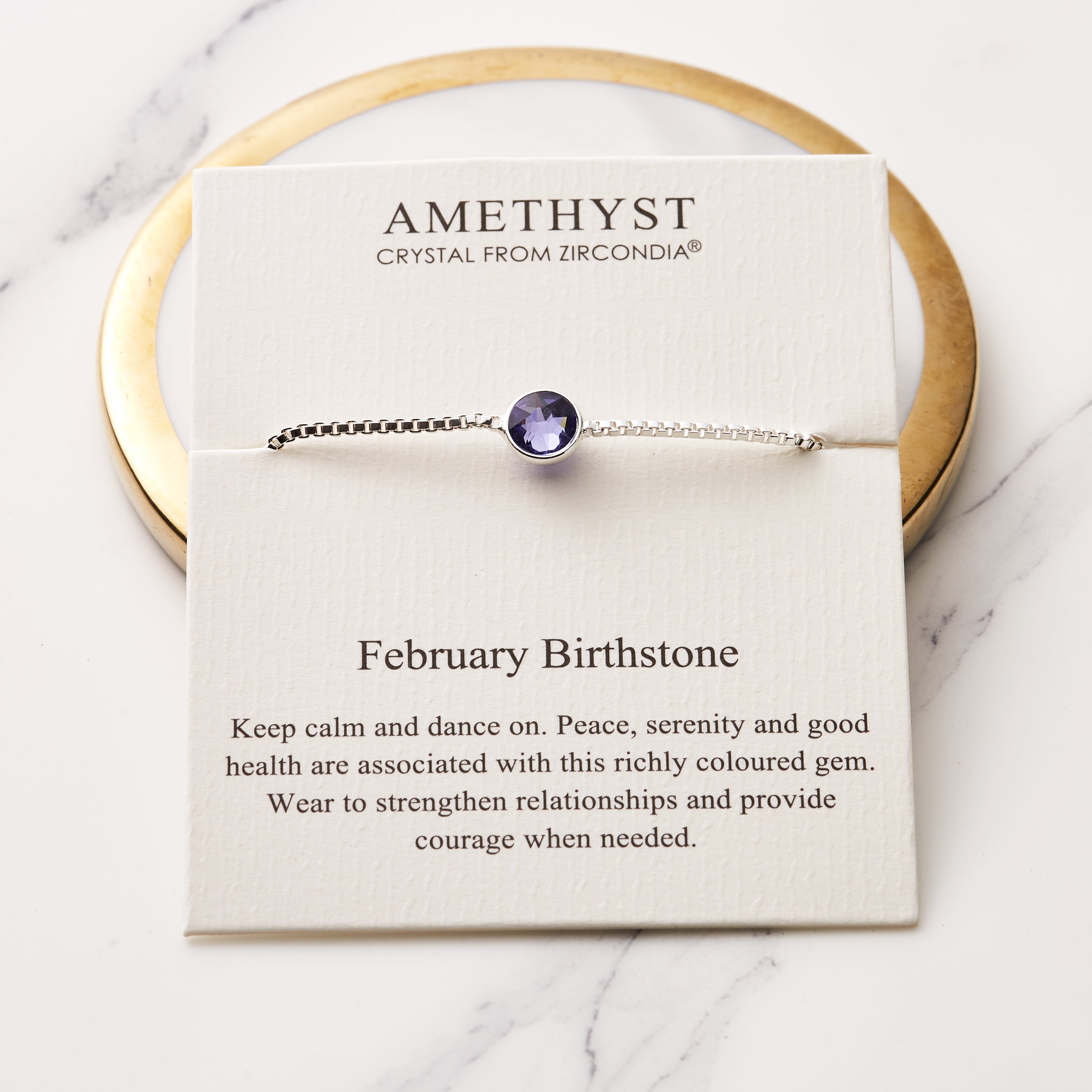 February (Amethyst) Birthstone Bracelet Created with Zircondia® Crystals