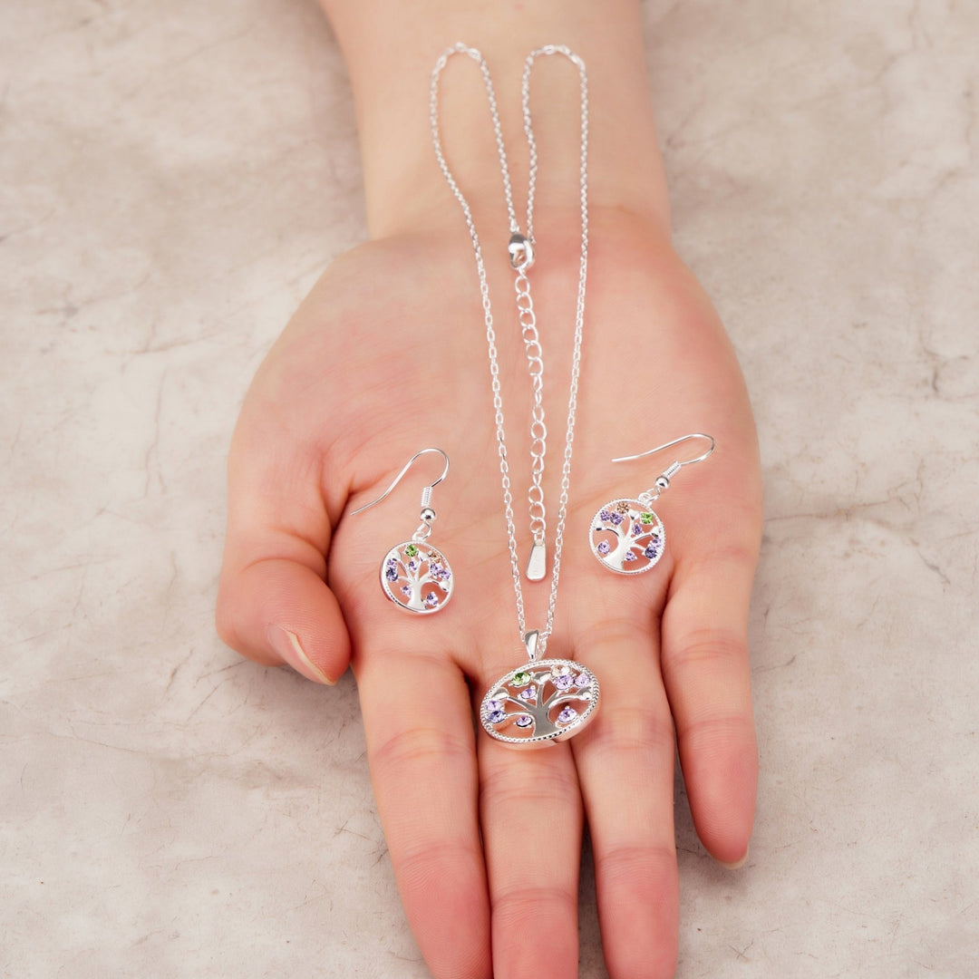 2pc Chakra Tree of Life Set Created with Zircondia® Crystals - Philip Jones Jewellery