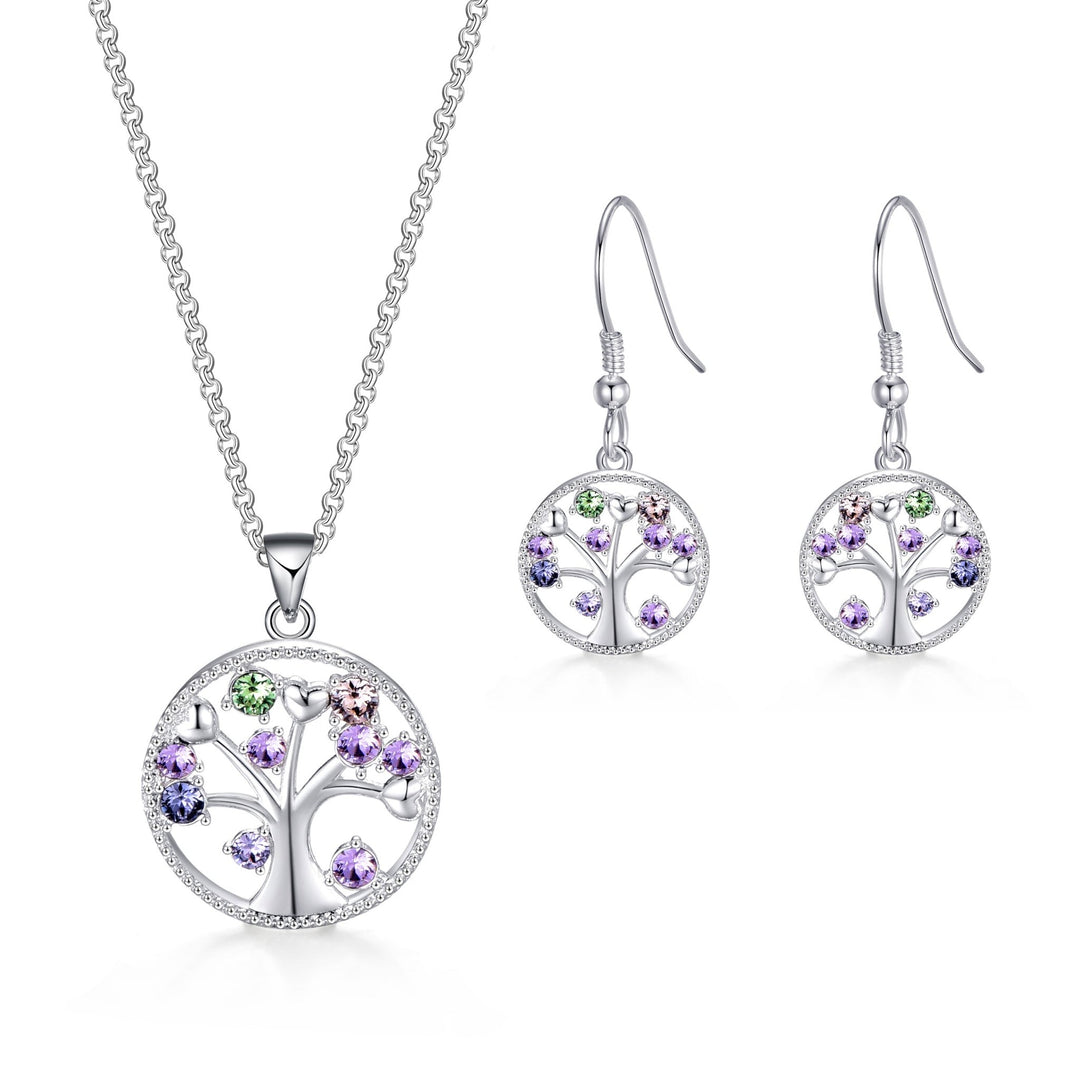 2pc Chakra Tree of Life Set Created with Zircondia® Crystals - Philip Jones Jewellery