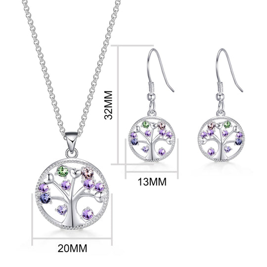2pc Chakra Tree of Life Set Created with Zircondia® Crystals - Philip Jones Jewellery