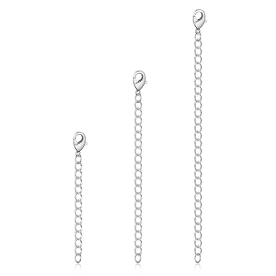 3 Pack of 2" 3" 4" Inch Silver Plated Necklace Chain Extenders - Philip Jones Jewellery