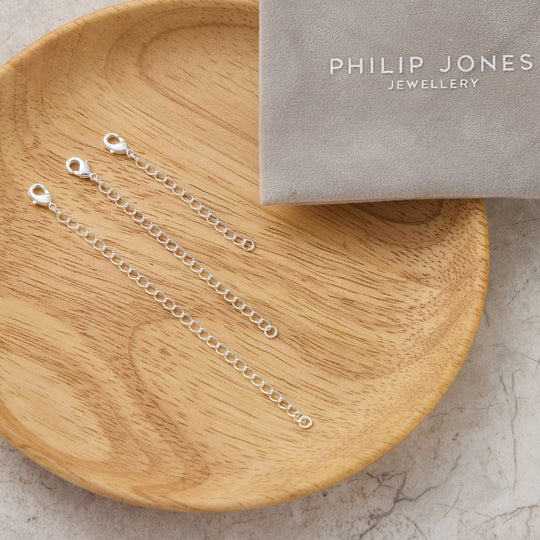 3 Pack of 2" 3" 4" Inch Silver Plated Necklace Chain Extenders - Philip Jones Jewellery