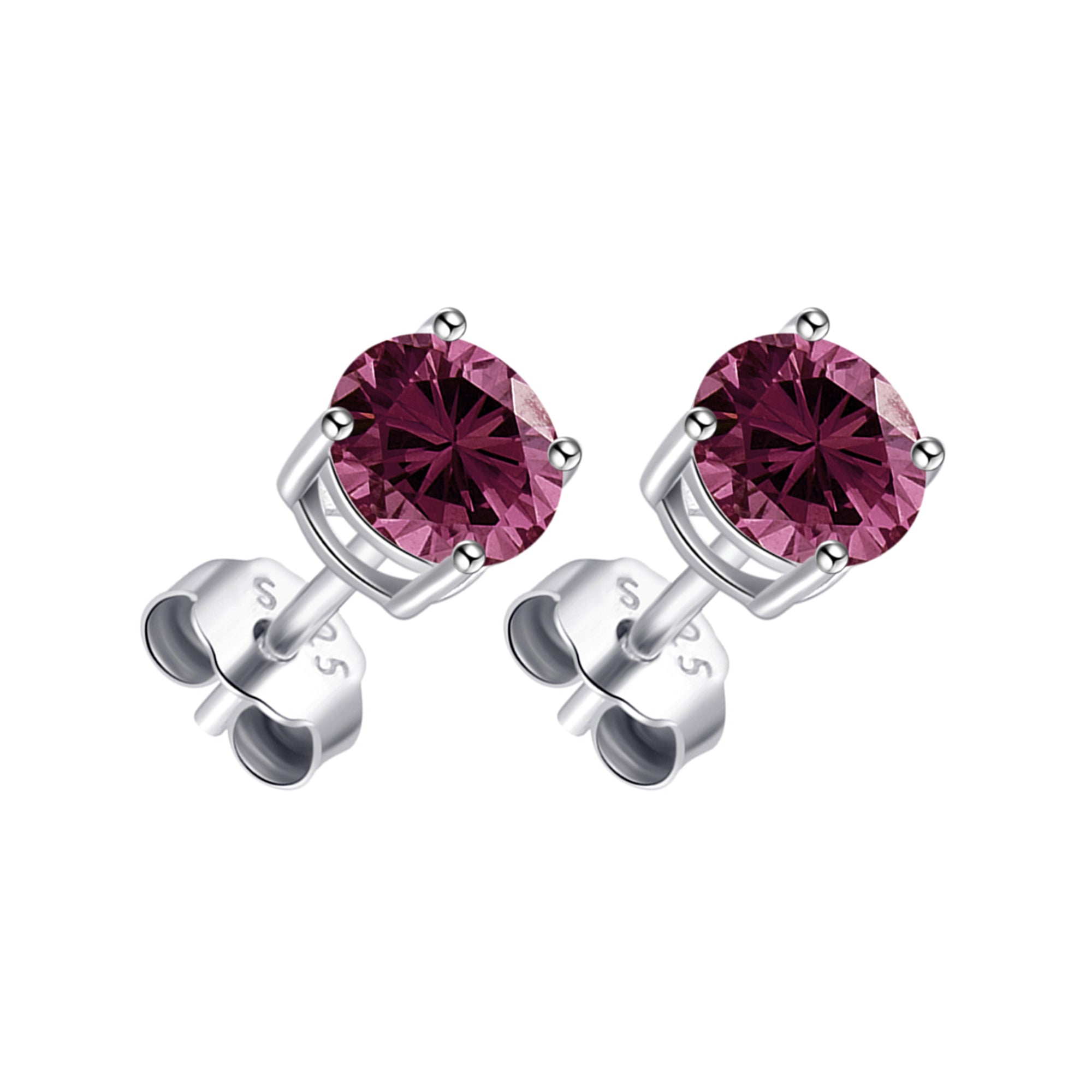 Sterling Silver Purple Earrings Created with Zircondia® Crystals by Philip Jones Jewellery