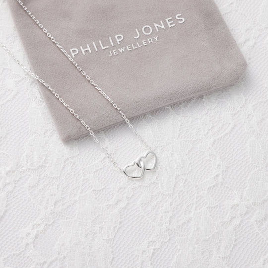 Sterling Silver Heart Link Bridal Necklace