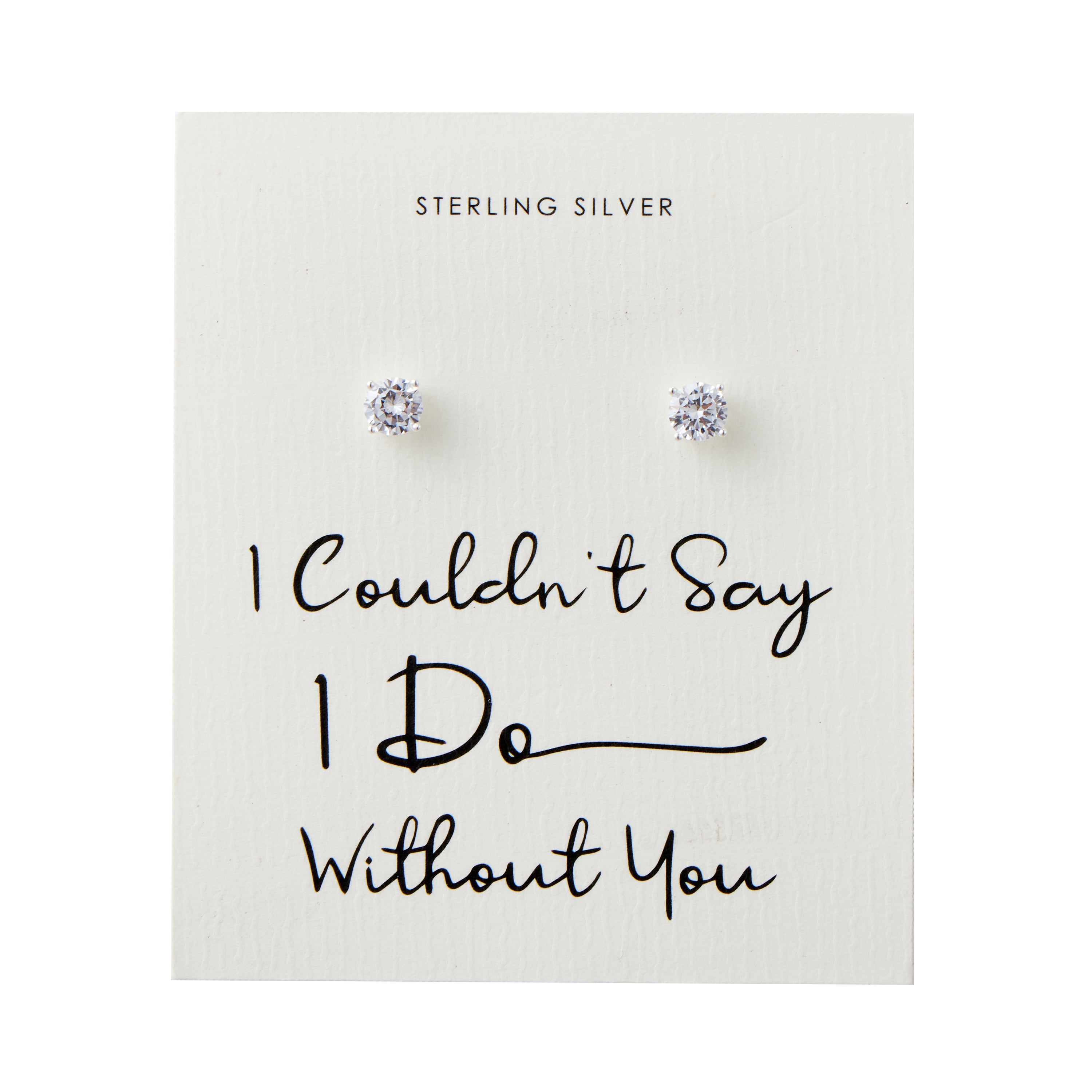 Sterling Silver I Couldn't Say I Do Without You Solitaire Crystal Earrings by Philip Jones Jewellery