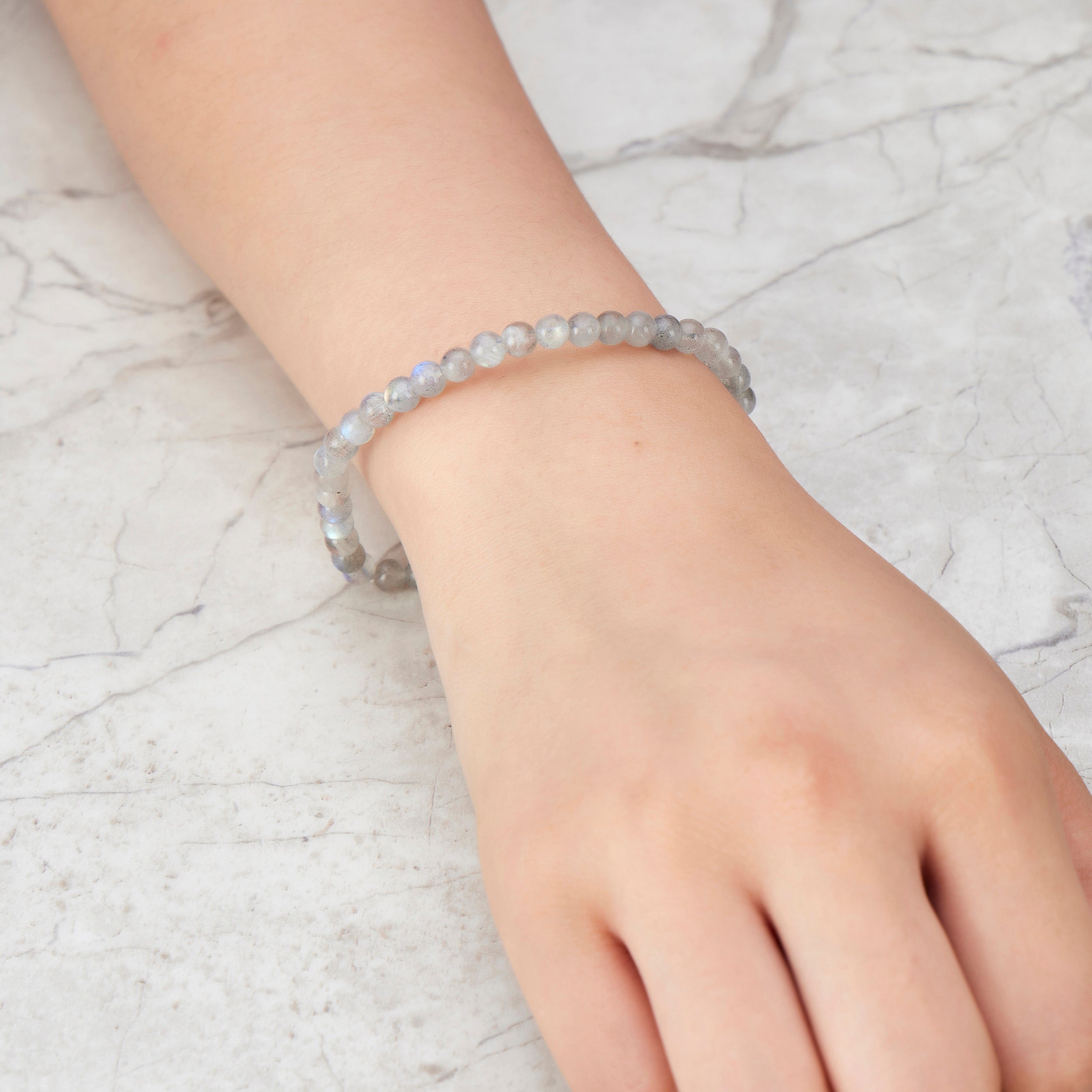 Moonstone Mini Beaded Gemstone Stretch Bracelet