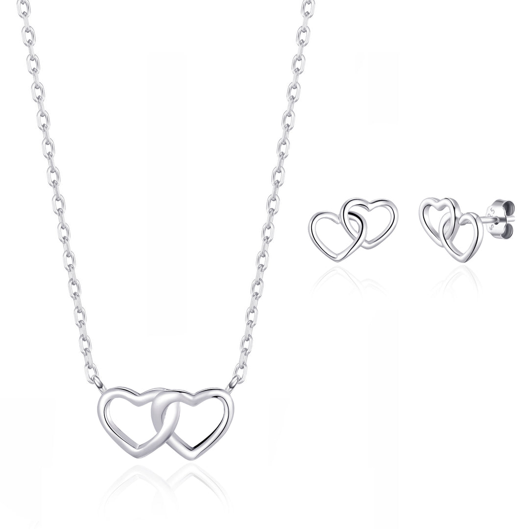 Sterling Silver Heart Link Set