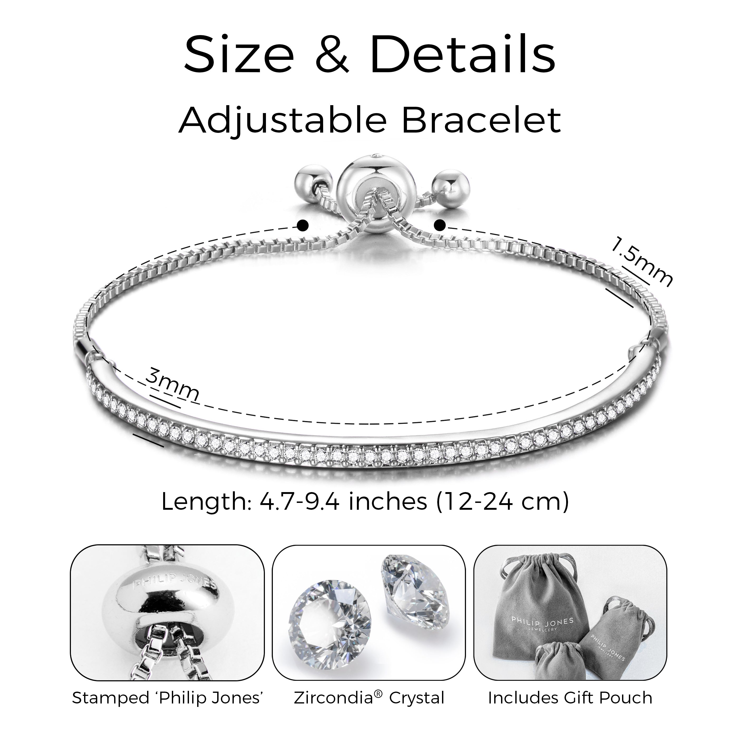 Silver Plated Friendship Bracelet Created with Zircondia® Crystals