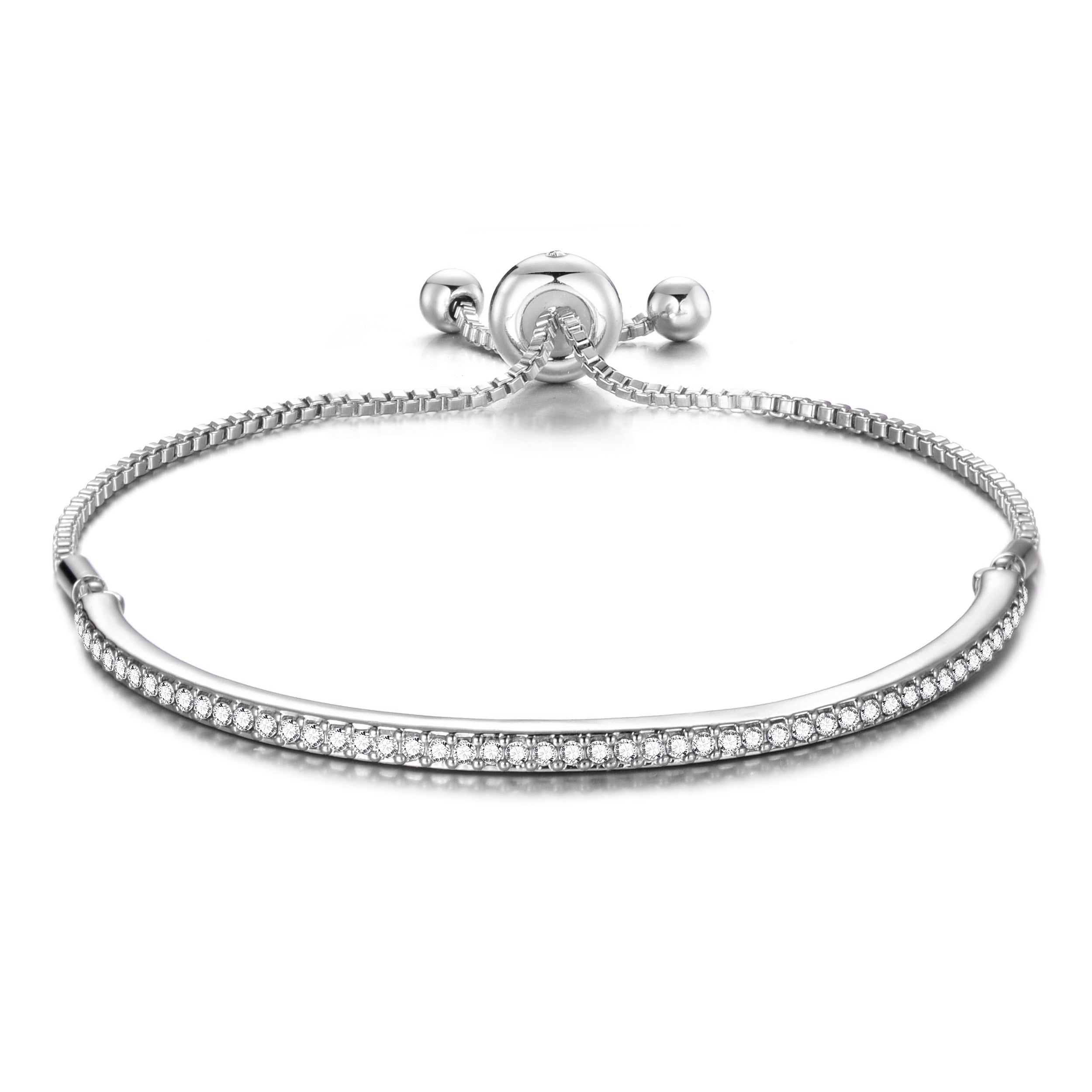Silver Plated Friendship Bracelet Created with Zircondia® Crystals by Philip Jones Jewellery