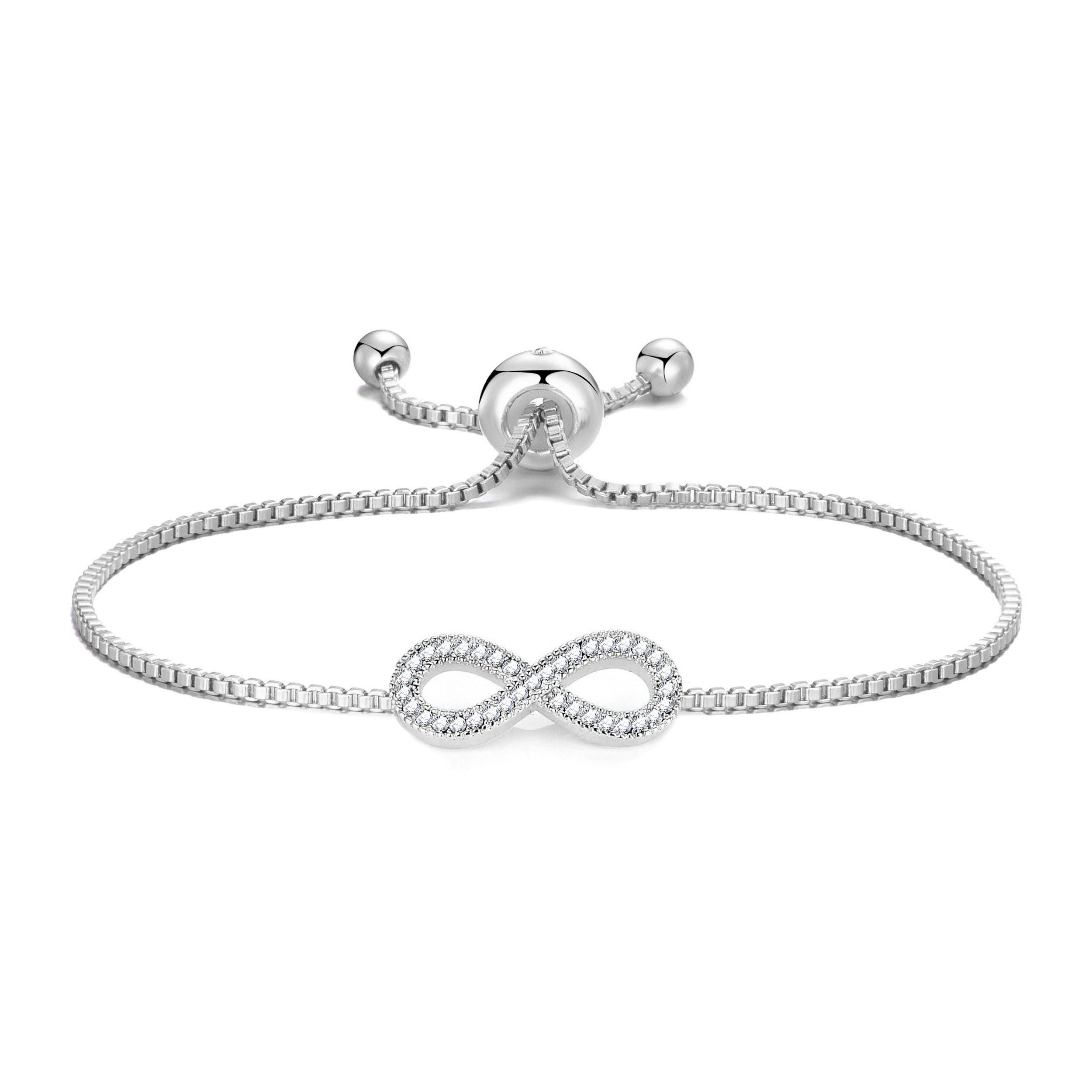 Silver Plated Infinity Friendship Bracelet Created with Zircondia® Crystals by Philip Jones Jewellery