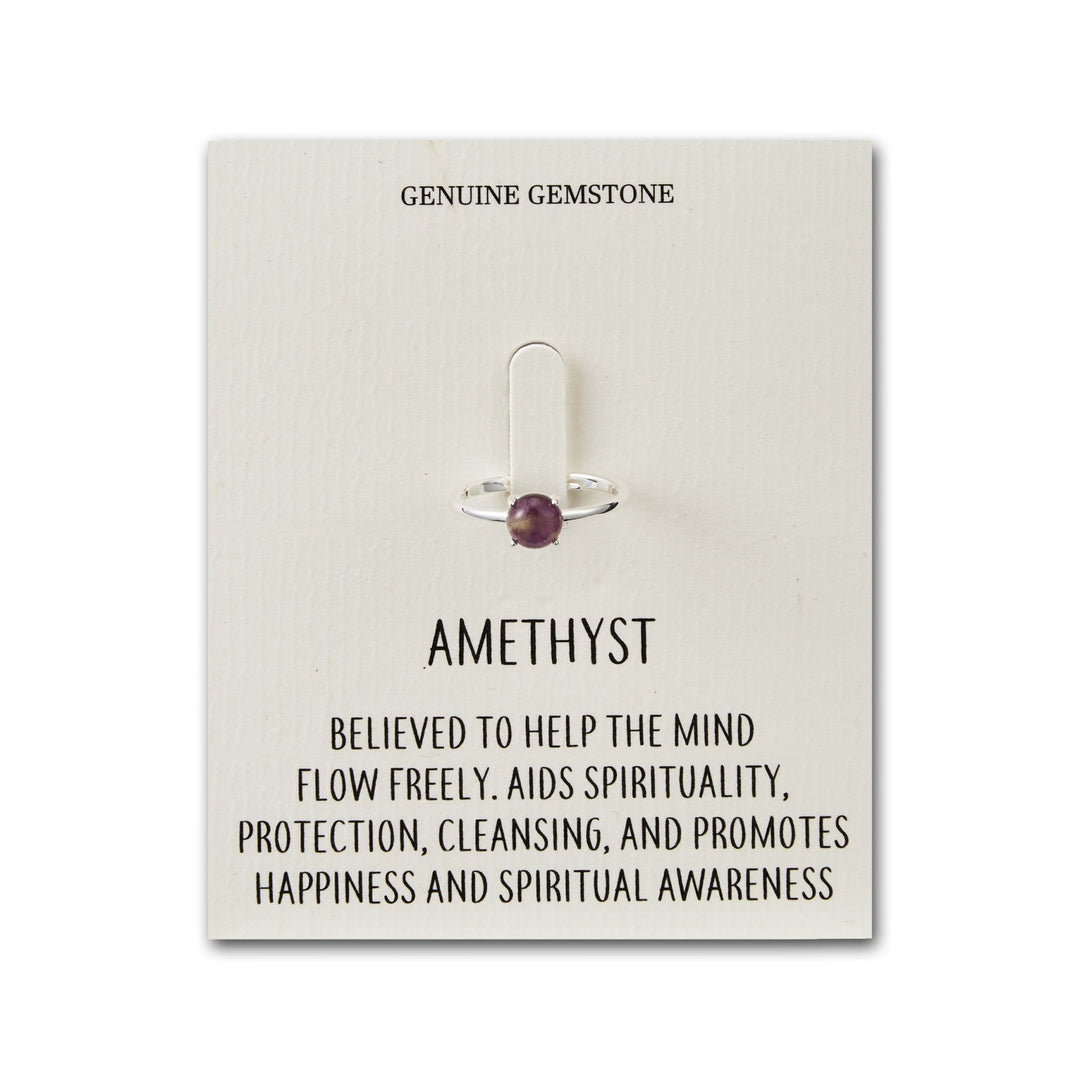 Amethyst Adjustable Ring with Quote Card - Philip Jones Jewellery