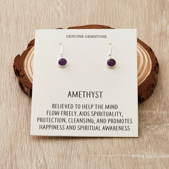 Amethyst Drop Earrings with Quote Card - Philip Jones Jewellery