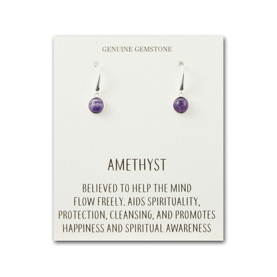 Amethyst Drop Earrings with Quote Card - Philip Jones Jewellery