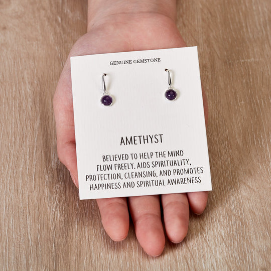 Amethyst Drop Earrings with Quote Card - Philip Jones Jewellery