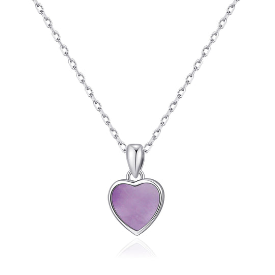 Amethyst Gemstone Heart Necklace - Philip Jones Jewellery