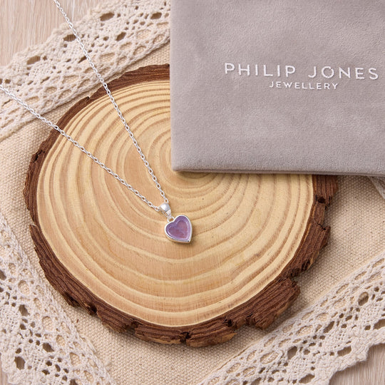 Amethyst Gemstone Heart Necklace - Philip Jones Jewellery