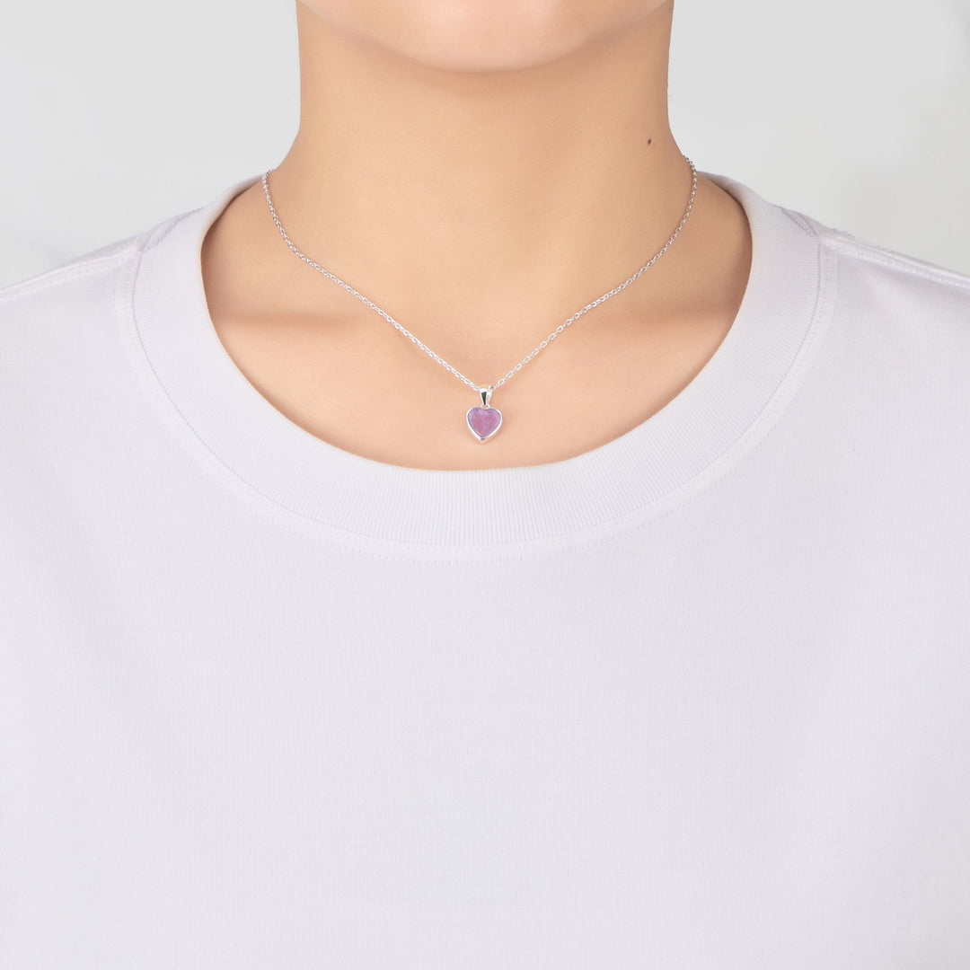 Amethyst Gemstone Heart Necklace - Philip Jones Jewellery