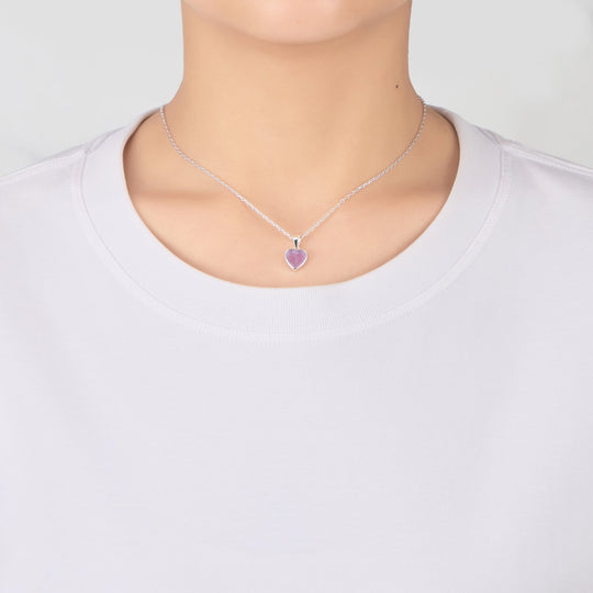 Amethyst Gemstone Heart Necklace - Philip Jones Jewellery