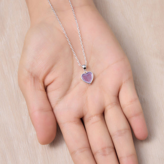 Amethyst Gemstone Heart Necklace - Philip Jones Jewellery