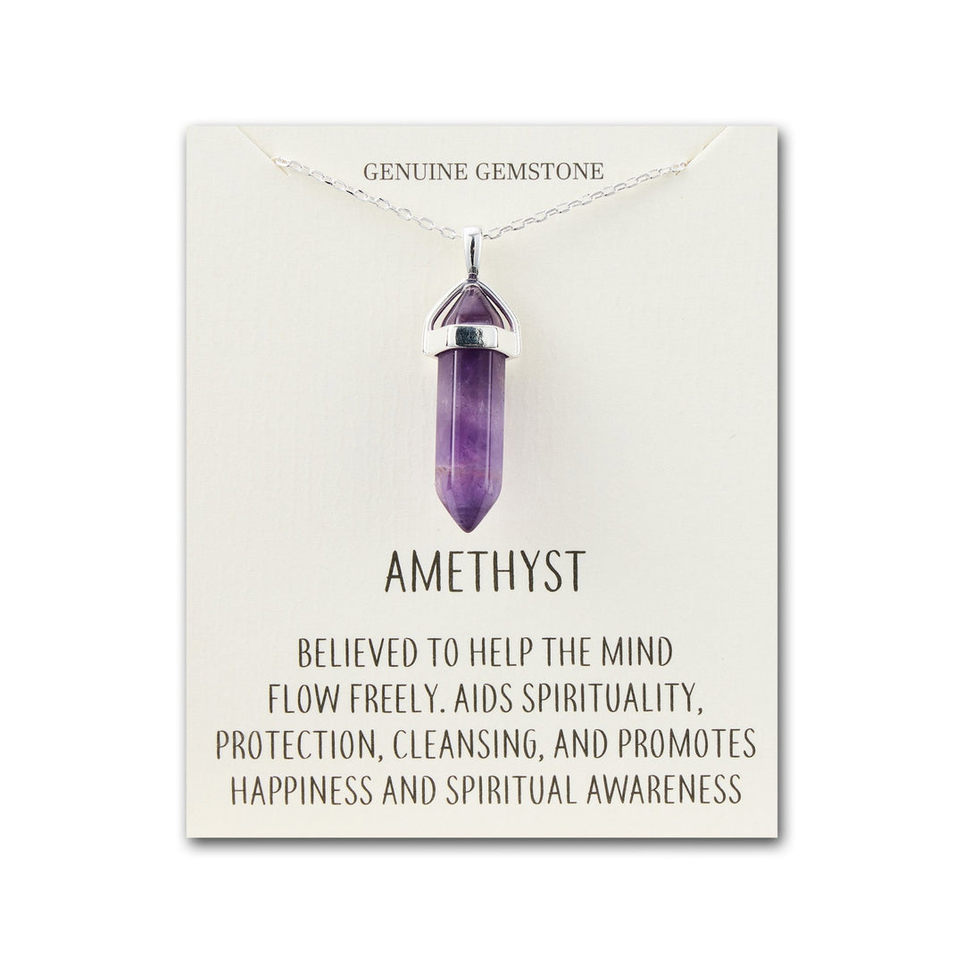 Amethyst Gemstone Necklace with Quote Card - Philip Jones Jewellery