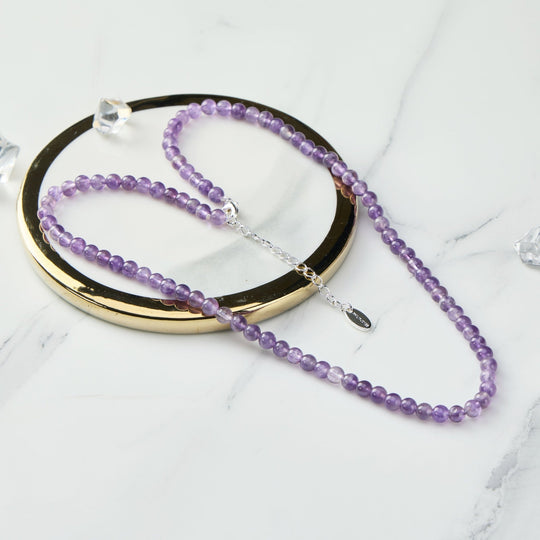 Amethyst Mini Beaded Gemstone Necklace - Philip Jones Jewellery