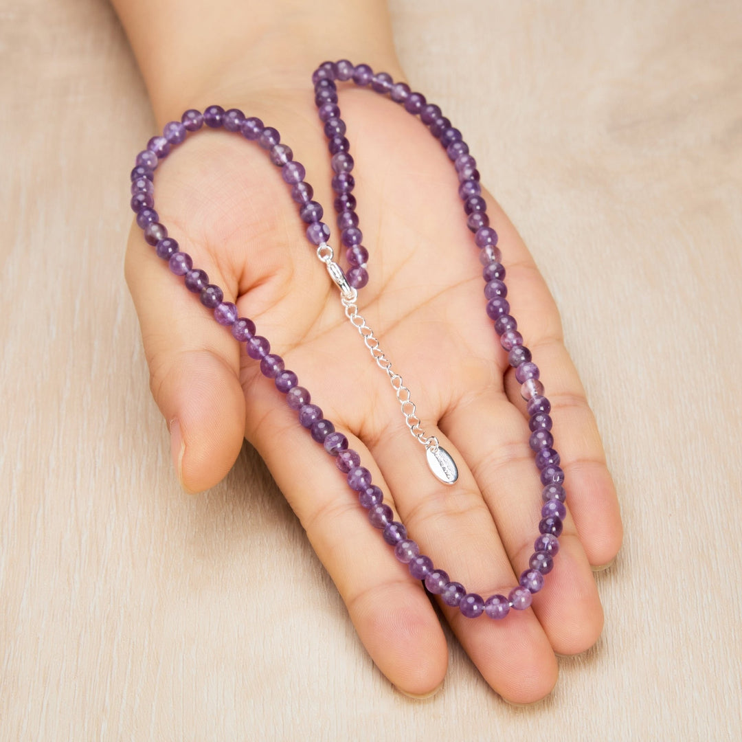 Amethyst Mini Beaded Gemstone Necklace - Philip Jones Jewellery