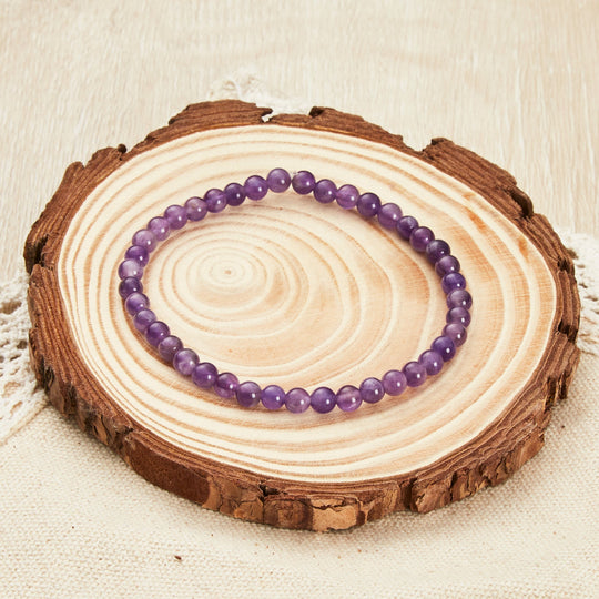 Amethyst Mini Beaded Gemstone Stretch Bracelet - Philip Jones Jewellery