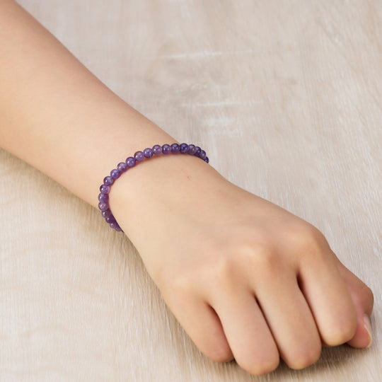 Amethyst Mini Beaded Gemstone Stretch Bracelet - Philip Jones Jewellery