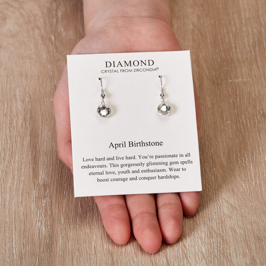 April Birthstone Drop Earrings Created with Diamond Zircondia® Crystals - Philip Jones Jewellery