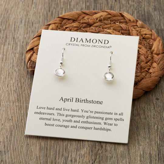 April Birthstone Drop Earrings Created with Diamond Zircondia® Crystals - Philip Jones Jewellery