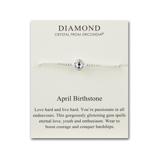 April (Diamond) Birthstone Bracelet Created with Zircondia® Crystals - Philip Jones Jewellery