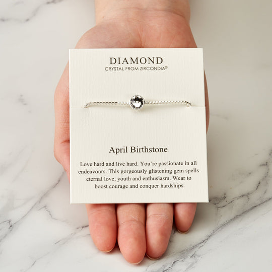 April (Diamond) Birthstone Bracelet Created with Zircondia® Crystals - Philip Jones Jewellery