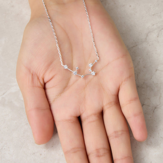 Aquarius Star Sign Zodiac Constellation Necklace and Quote Card with Zircondia® Crystals - Philip Jones Jewellery