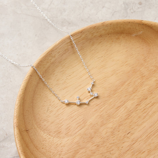 Aquarius Star Sign Zodiac Constellation Necklace and Quote Card with Zircondia® Crystals - Philip Jones Jewellery