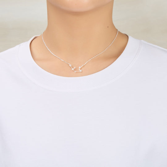 Aquarius Star Sign Zodiac Constellation Necklace with Zircondia® Crystals - Philip Jones Jewellery