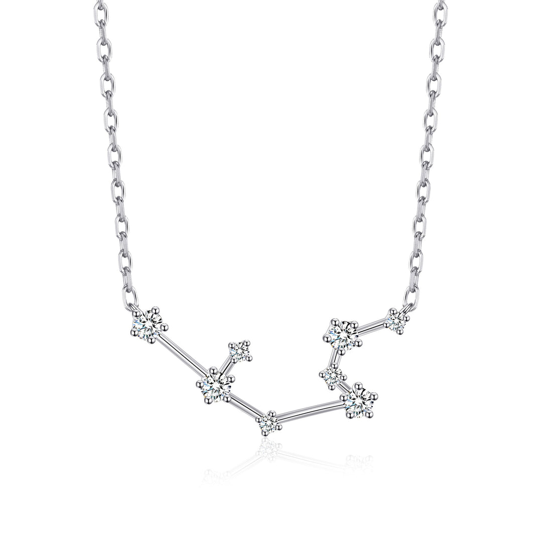 Aquarius Star Sign Zodiac Constellation Necklace with Zircondia® Crystals - Philip Jones Jewellery