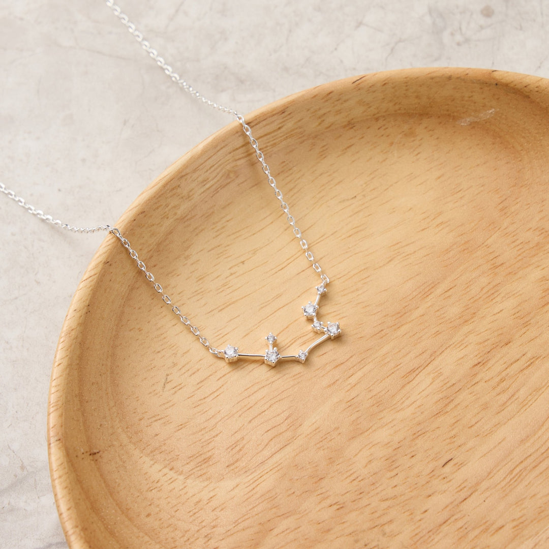 Aquarius Star Sign Zodiac Constellation Necklace with Zircondia® Crystals - Philip Jones Jewellery