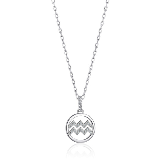 Aquarius Star Sign Zodiac Necklace with Zircondia® Crystals - Philip Jones Jewellery