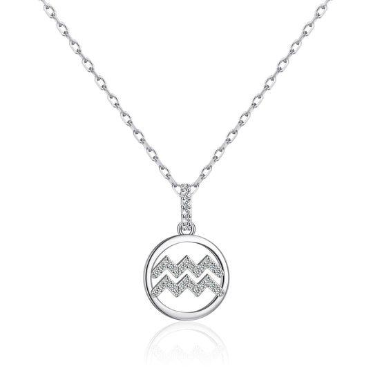 Aquarius Star Sign Zodiac Necklace with Zircondia® Crystals - Philip Jones Jewellery