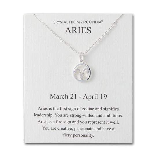Aries Star Sign Zodiac Necklace and Quote Card with Zircondia® Crystals - Philip Jones Jewellery