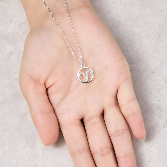 Aries Star Sign Zodiac Necklace and Quote Card with Zircondia® Crystals - Philip Jones Jewellery