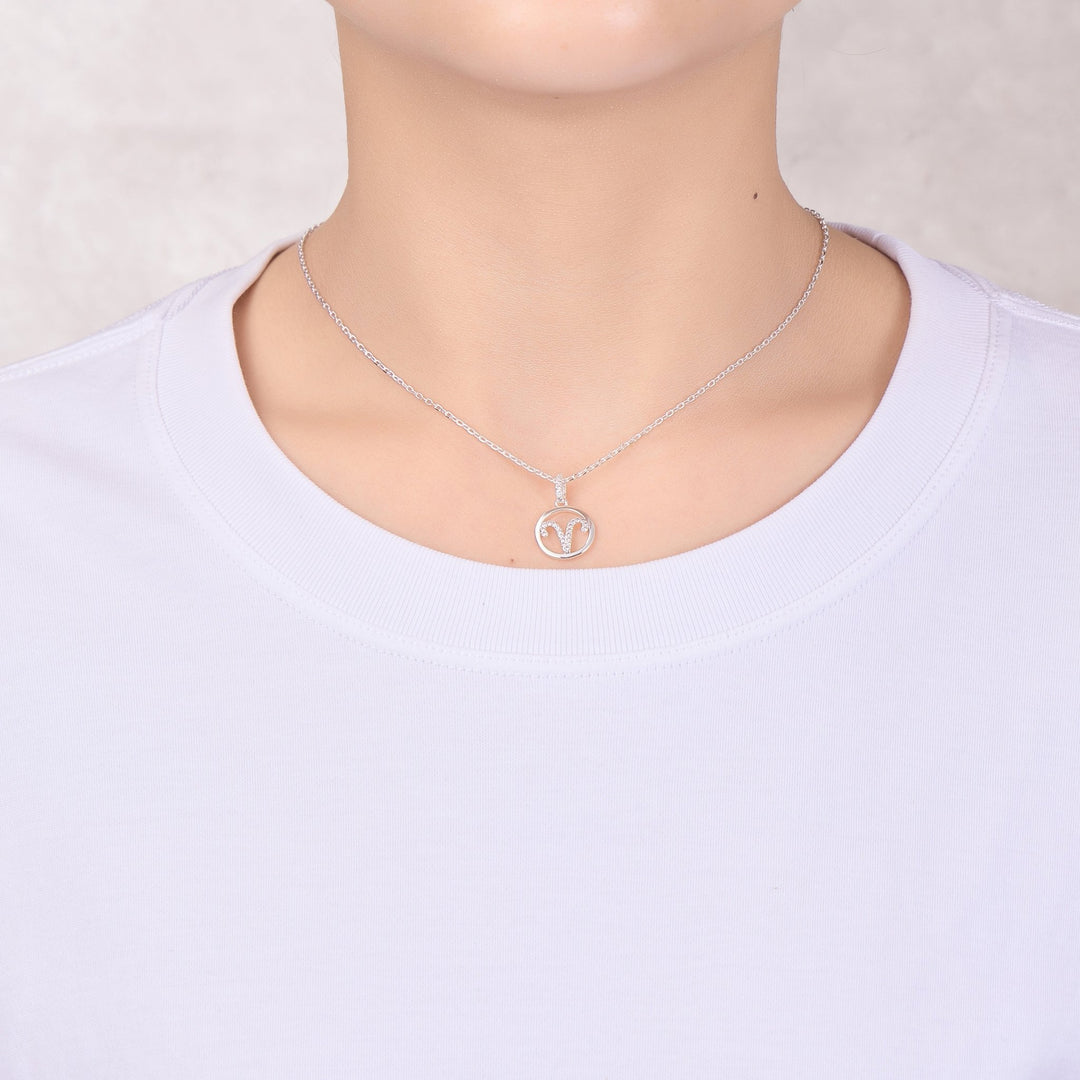 Aries Star Sign Zodiac Necklace with Zircondia® Crystals - Philip Jones Jewellery