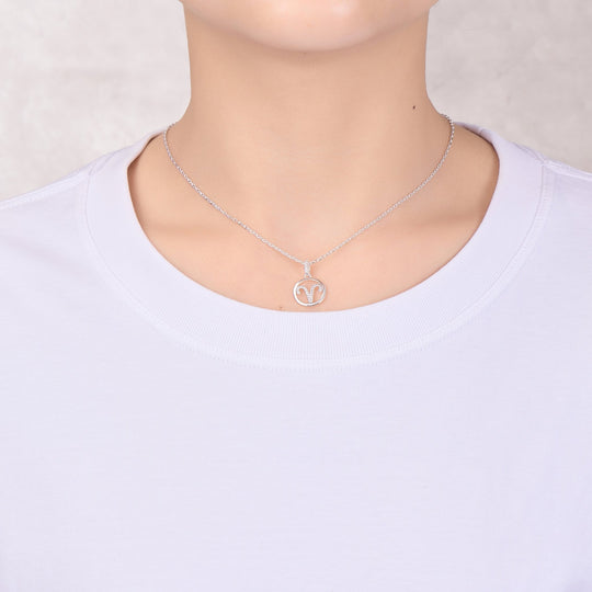 Aries Star Sign Zodiac Necklace with Zircondia® Crystals - Philip Jones Jewellery